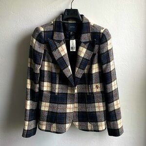 NWT SMYTHE Plaid Patch Pocket Duchess Blazer Size 10